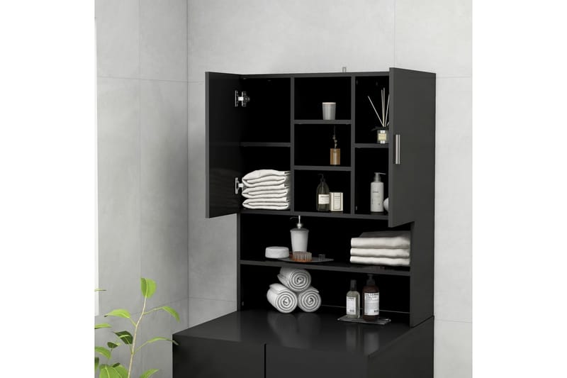 vaskemaskineskab 70,5x25,5x90 cm sort - Hus & renovering - Køkken & bad - Badeværelse - Badeværelsesmøbler - Vægskabe & højskabe