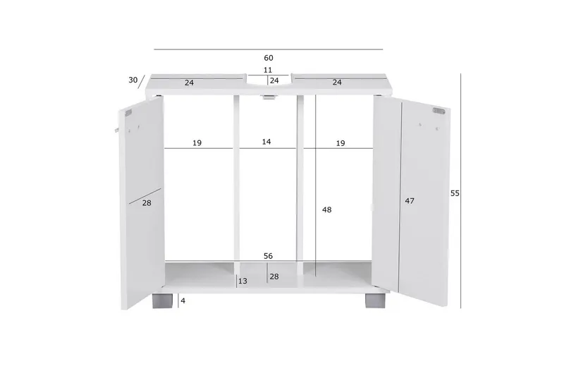 Vask Bundenhed Wohnling Folieret Spånplade 2 Døre Kontor Moderne - Hus & renovering - Køkken & bad - Badeværelse - Badeværelsesmøbler - Badeværelsesskab