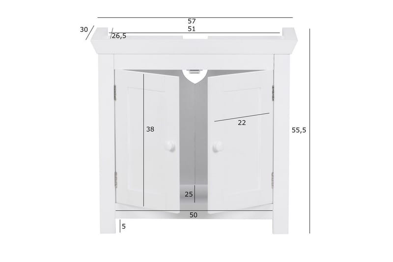 Vask Bundenhed Wohnling King Lakeret MDF 2 Døre Moderne - Hus & renovering - Køkken & bad - Badeværelse - Badeværelsesmøbler - Badeværelsesskab