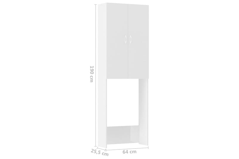 vaskemaskineskab 64x25,5x190 cm hvid højglans - Vasketøjsskab - Vægskabe & højskabe - Badeværelsesskab