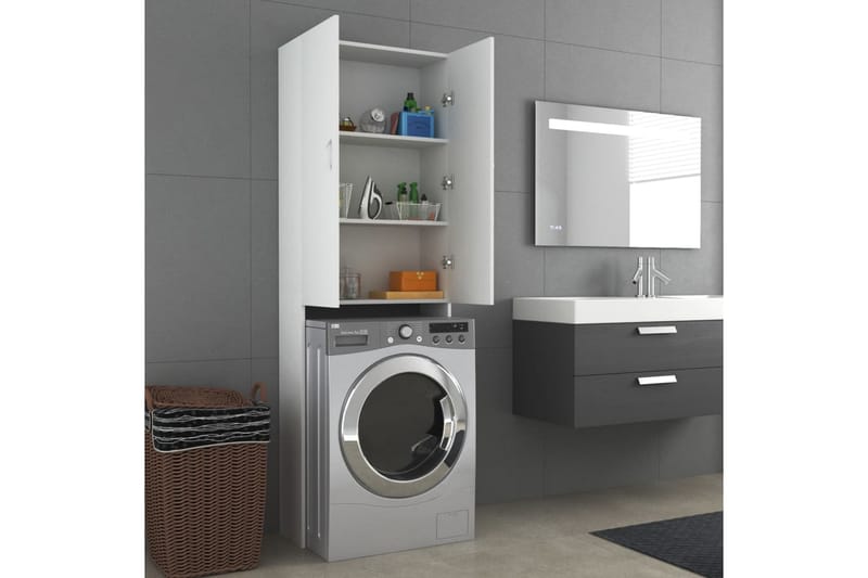 vaskemaskineskab 64x25,5x190 cm hvid - Vasketøjsskab - Vægskabe & højskabe - Badeværelsesskab
