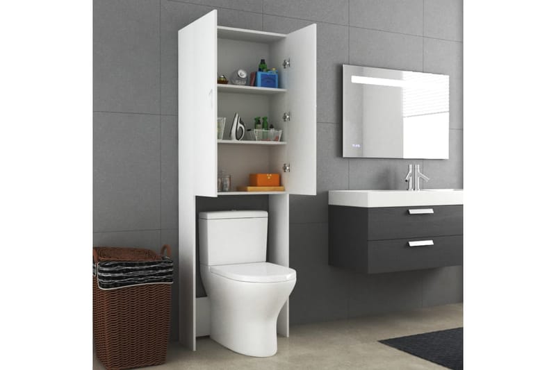 vaskemaskineskab 64x25,5x190 cm hvid - Hus & renovering - Køkken & bad - Badeværelse - Badeværelsesmøbler - Vægskabe & højskabe