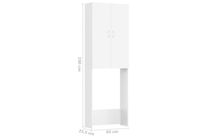 vaskemaskineskab 64x25,5x190 cm hvid - Vasketøjsskab - Vægskabe & højskabe - Badeværelsesskab