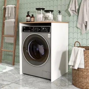 Vaskemaskineskab Hanah Home Nord (65,8 x 91,8 x 60 cm) Hvid eg - Hvid og eg - Hus & renovering - Køkken & bad - Badeværelse - Badeværelsesmøbler - Badeværelsesopbevaring