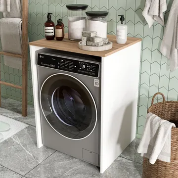 Vaskemaskineskab Hanah Home Nord (65,8 x 91,8 x 60 cm) Hvid eg - Hvid og eg - Hus & renovering - Køkken & bad - Badeværelse - Badeværelsesmøbler - Badeværelsesopbevaring