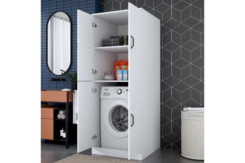 Vaskemaskineskab Ostwerwaltia Hvid - Hvid - Hus & renovering - Køkken & bad - Badeværelse - Badeværelsesmøbler - Badeværelsesskab