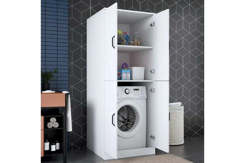 Vaskemaskineskab Ostwerwaltia Hvid - Hvid - Hus & renovering - Køkken & bad - Badeværelse - Badeværelsesmøbler - Badeværelsesskab