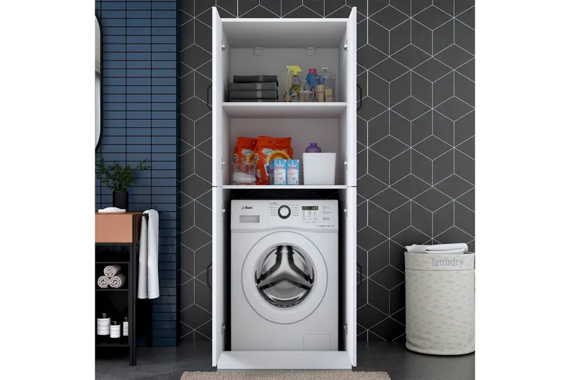 Vaskemaskineskab Ostwerwaltia Hvid - Hvid - Hus & renovering - Køkken & bad - Badeværelse - Badeværelsesmøbler - Badeværelsesskab