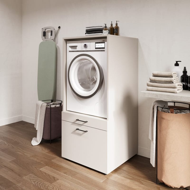 Vaskemaskine/tørretumbler skab Aza 1 Skuffe 1 Hylde - Cashmere - Hus & renovering - Køkken & bad - Badeværelse - Badeværelsesmøbler - Badeværelsesopbevaring