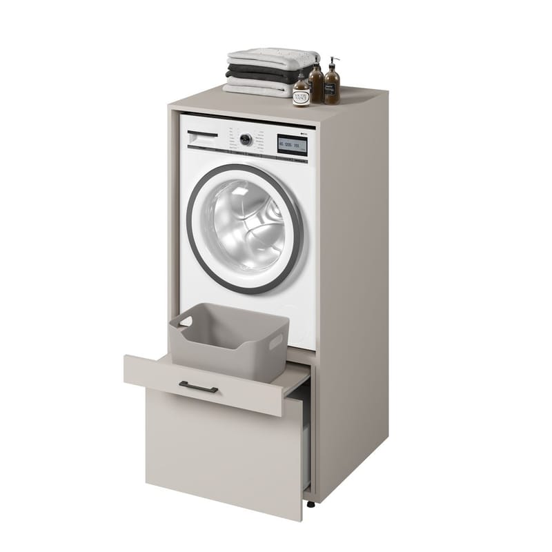 Vaskemaskine/tørretumbler skab Aza 1 Skuffe 1 Hylde - Cashmere - Hus & renovering - Køkken & bad - Badeværelse - Badeværelsesmøbler - Badeværelsesopbevaring