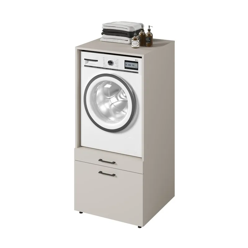 Vaskemaskine/tørretumbler skab Aza 1 Skuffe 1 Hylde - Cashmere - Hus & renovering - Køkken & bad - Badeværelse - Badeværelsesmøbler - Badeværelsesopbevaring