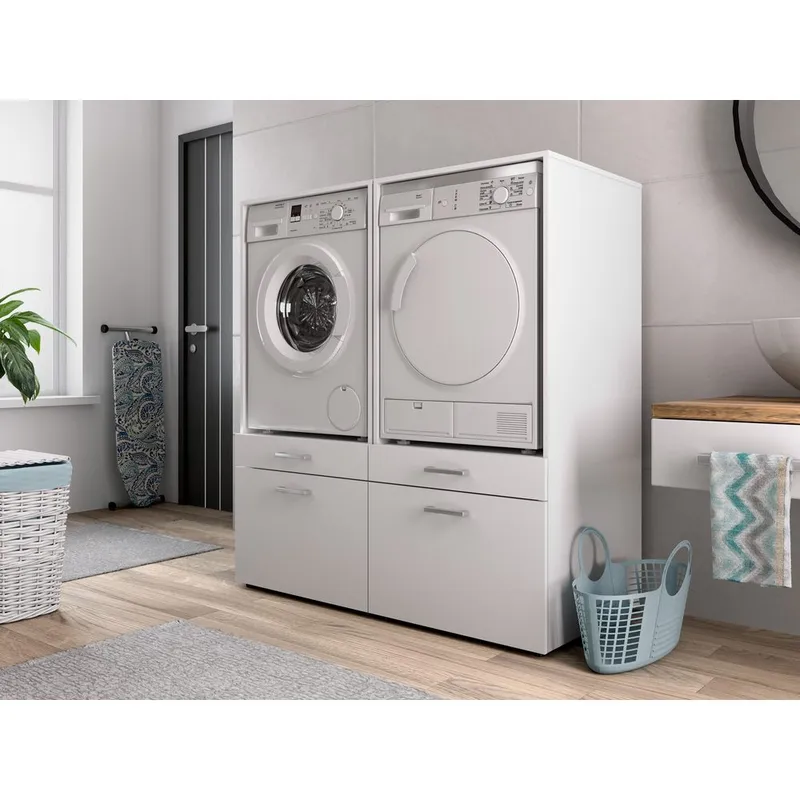 Vaskemaskine/tørretumbler skab Aza 1 Skuffe 1 Hylde - Hvid - Hus & renovering - Køkken & bad - Badeværelse - Badeværelsesmøbler - Badeværelsesopbevaring