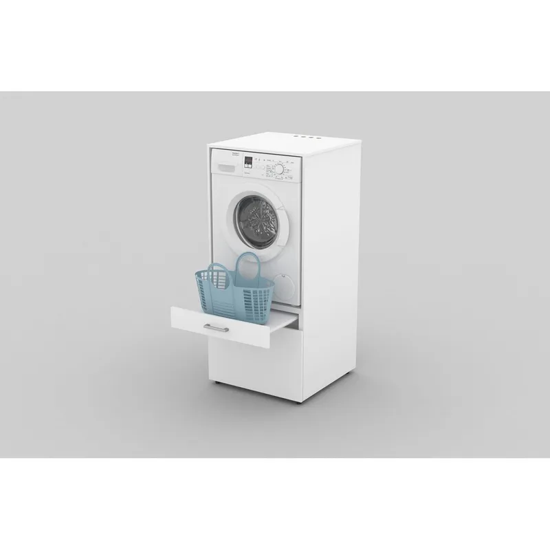 Vaskemaskine/tørretumbler skab Aza 1 Skuffe 1 Hylde - Hvid - Hus & renovering - Køkken & bad - Badeværelse - Badeværelsesmøbler - Badeværelsesopbevaring