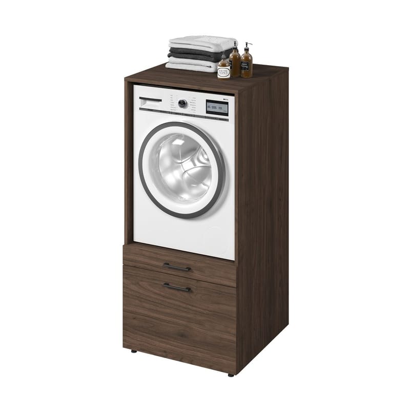 Vaskemaskine/tørretumbler skab Aza 1 Skuffe 1 Hylde - Valnødde Villa - Hus & renovering - Køkken & bad - Badeværelse - Badeværelsesmøbler - Badeværelsesopbevaring