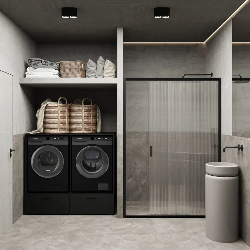 Vaskemaskine/Tørretumbler Skab Rosa med 2 Skuffer - Sort Onyx - Hus & renovering - Køkken & bad - Badeværelse - Badeværelsesmøbler - Badeværelsesopbevaring