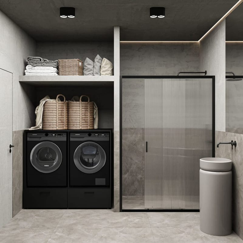 Vaskemaskine/Tørretumbler Skab Rosa med 2 Skuffer - Sort Onyx - Hus & renovering - Køkken & bad - Badeværelse - Badeværelsesmøbler - Badeværelsesopbevaring