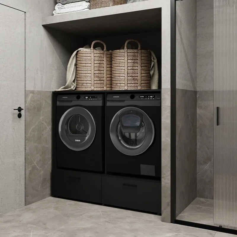 Vaskemaskine/Tørretumbler Skab Rosa med 2 Skuffer - Sort Onyx - Hus & renovering - Køkken & bad - Badeværelse - Badeværelsesmøbler - Badeværelsesopbevaring