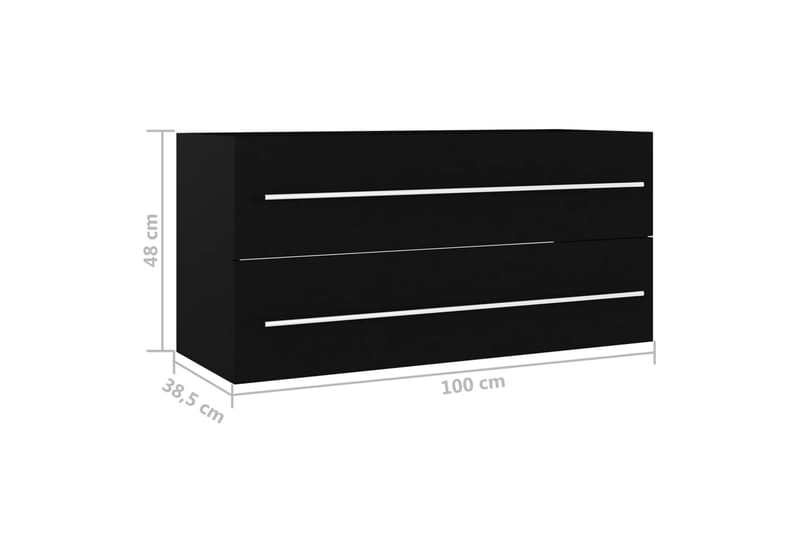 vaskeskab 100x38,5x48 cm spånplade sort - Sort - Hus & renovering - Køkken & bad - Badeværelse - Badeværelsesmøbler - Underskab badeværelse