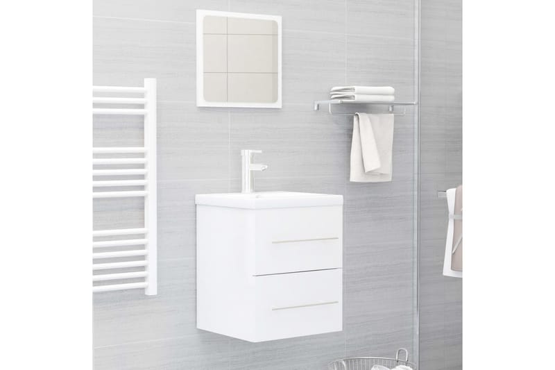 vaskeskab 41x38,5x48 cm spånplade hvid højglans - Hvid - Underskab badeværelse
