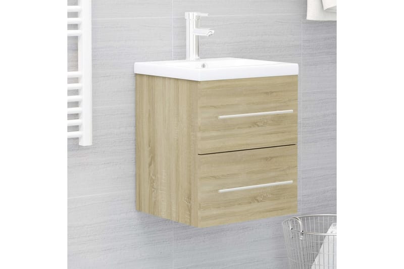 Vaskeskab 41x38,5x48 cm Spånplade Sonoma-Eg - Brun - Underskab badeværelse