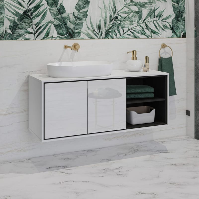 Vaskeskab Irvine 2 Døre - Hvid Højglans, 120 cm - Hus & renovering - Køkken & bad - Badeværelse - Badeværelsesmøbler - Badeværelsesskab