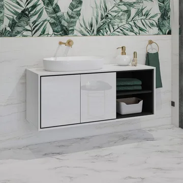 Vaskeskab Irvine 2 Døre - Hvid Højglans, 120 cm - Hus & renovering - Køkken & bad - Badeværelse - Badeværelsesmøbler - Badeværelsesskab