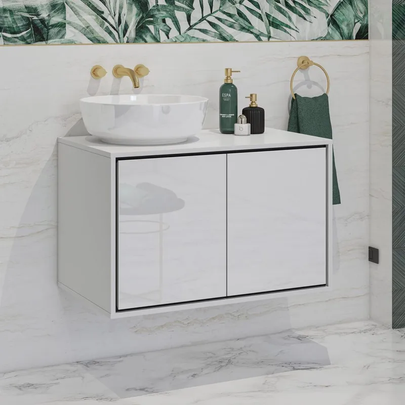Vaskeskab Irvine 2 Døre - Hvid Højglans, 78 cm - Hus & renovering - Køkken & bad - Badeværelse - Badeværelsesmøbler - Badeværelsesskab