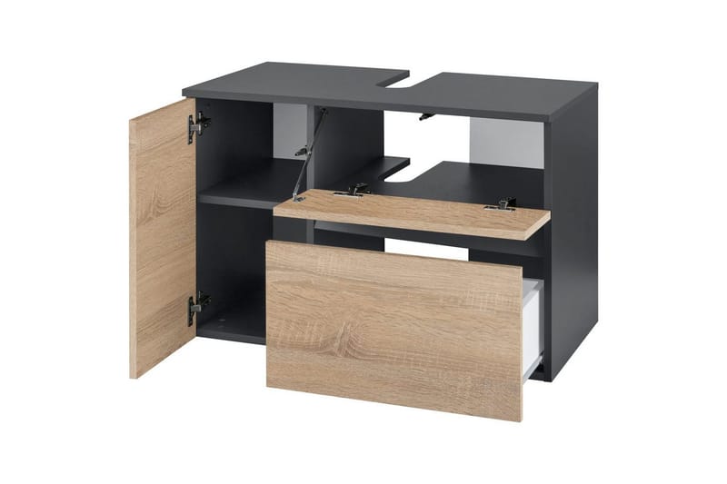 Vaskeskab Wisla 80x45x53 cm, Antracit/Eg - 80x45x53 cm, Antracit/Eg - Hus & renovering - Køkken & bad - Badeværelse - Badeværelsesmøbler - Underskab badeværelse