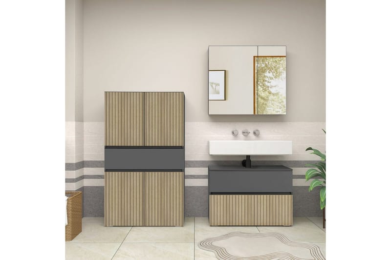 Wisla Højskab til Badeværelse 130x76x35 cm - Grå - Hus & renovering - Køkken & bad - Badeværelse - Badeværelsesmøbler - Badeværelsesskab