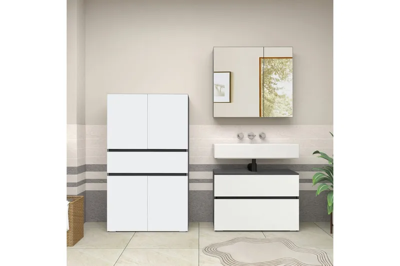 Wisla Højskab til Badeværelse 130x76x35 cm - Grå - Hus & renovering - Køkken & bad - Badeværelse - Badeværelsesmøbler - Badeværelsesskab