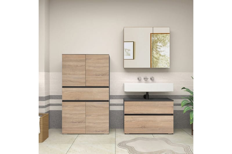 Wisla Højskab til Badeværelse 130x76x35 cm - Grå - Hus & renovering - Køkken & bad - Badeværelse - Badeværelsesmøbler - Badeværelsesskab