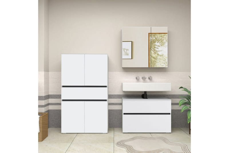 Wisla Højskab til Badeværelse 130x76x35 cm - Hvid - Hus & renovering - Køkken & bad - Badeværelse - Badeværelsesmøbler - Badeværelsesskab