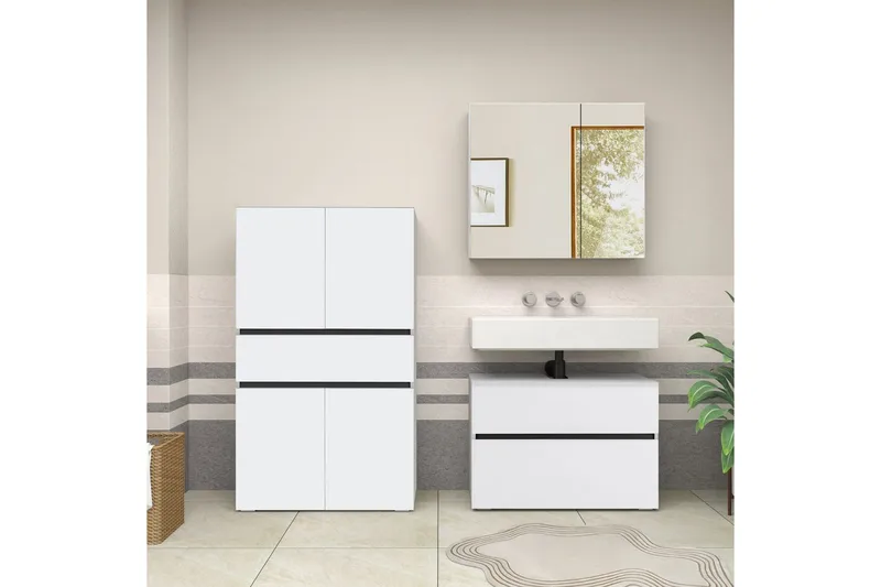 Wisla Højskab til Badeværelse 130x76x35 cm - Hvid - Hus & renovering - Køkken & bad - Badeværelse - Badeværelsesmøbler - Badeværelsesskab