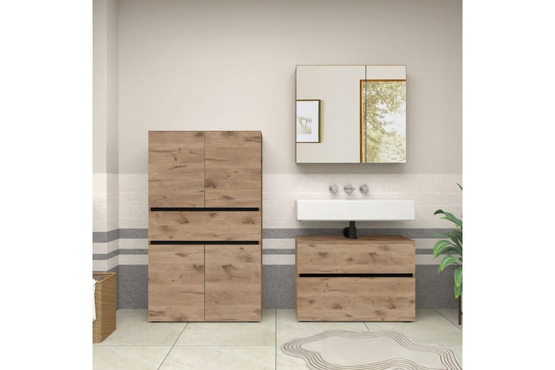Wisla Højskab til Badeværelse 130x76x35 cm - Natur - Hus & renovering - Køkken & bad - Badeværelse - Badeværelsesmøbler - Badeværelsesskab