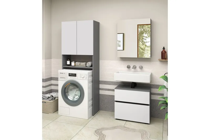 Wisla Højskab til Badeværelse 180x68x37 cm - Hvid - Hus & renovering - Køkken & bad - Badeværelse - Badeværelsesmøbler - Badeværelsesskab