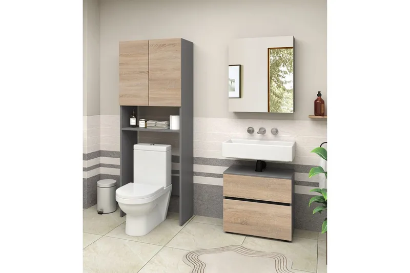 Wisla Højskab til Badeværelse 180x68x37 cm, Natur