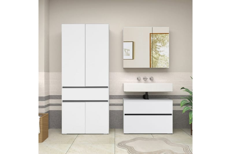 Wisla Højskab til Badeværelse 180x76x37 cm - Hvid - Hus & renovering - Køkken & bad - Badeværelse - Badeværelsesmøbler - Badeværelsesskab