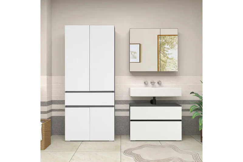 Wisla Højskab til Badeværelse 180x76x37 cm - Hvid - Hus & renovering - Køkken & bad - Badeværelse - Badeværelsesmøbler - Badeværelsesskab
