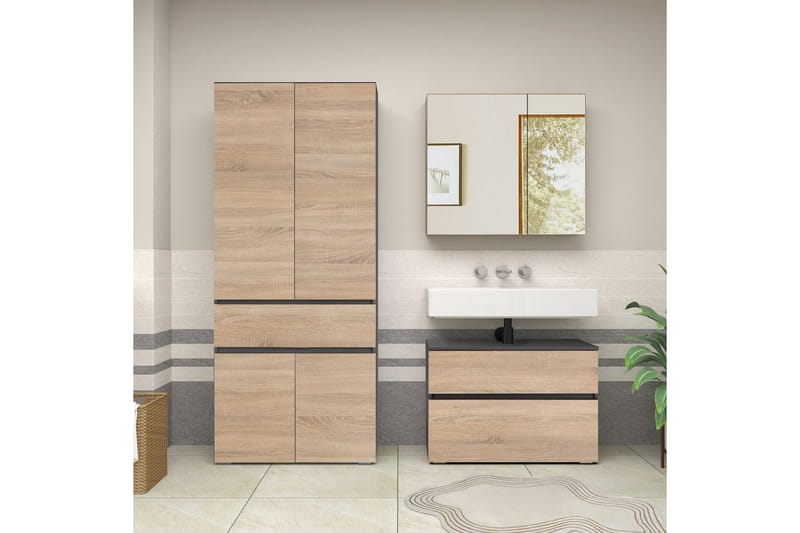 Wisla Højskab til Badeværelse 180x76x37 cm - Natur - Hus & renovering - Køkken & bad - Badeværelse - Badeværelsesmøbler - Badeværelsesskab