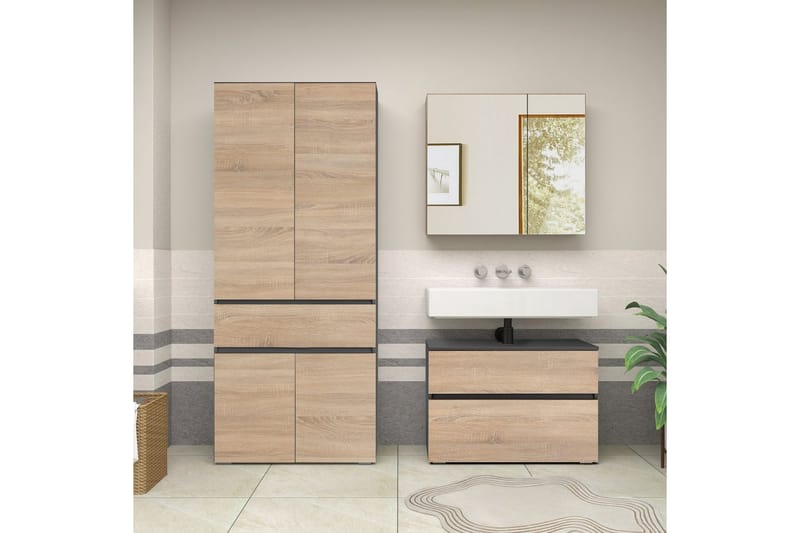 Wisla Højskab til Badeværelse 180x76x37 cm - Natur - Hus & renovering - Køkken & bad - Badeværelse - Badeværelsesmøbler - Badeværelsesskab