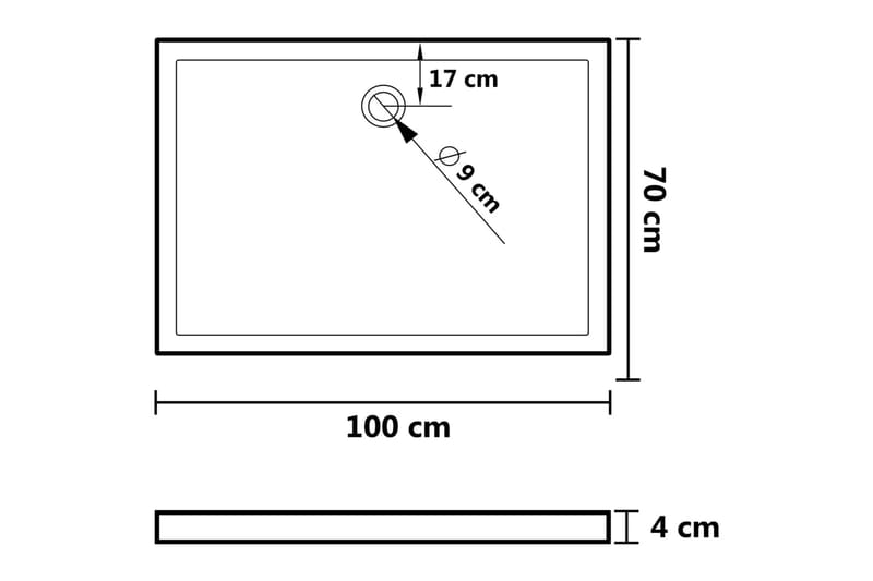 brusekar 70x100 cm ABS rektangulært hvid - Hvid - Brusekar - Øvrige badeværelsestilbehør