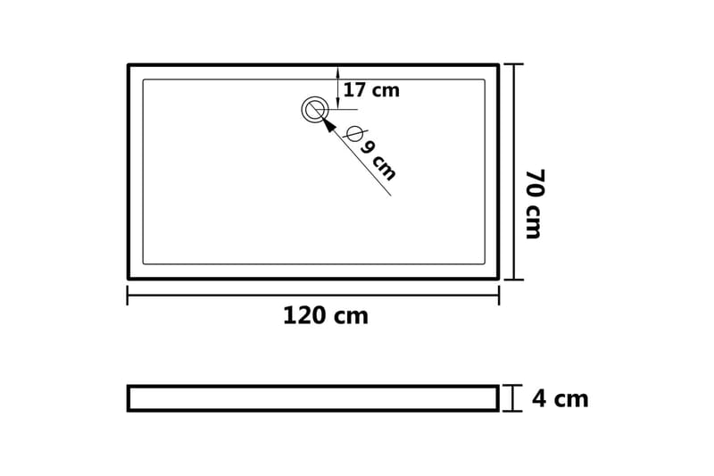 brusekar 70x120 cm ABS rektangulært hvid - Hvid - Brusekar - Øvrige badeværelsestilbehør