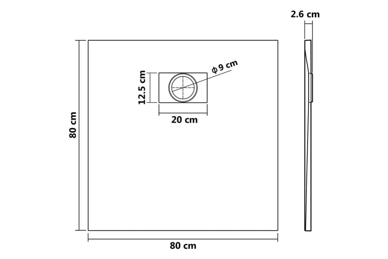 brusekar 80x80 cm SMC grå - Grå - Brusekar - Øvrige badeværelsestilbehør