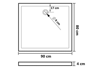 brusekar 80x90 cm ABS rektangulært sort - Sort - Hus & renovering - Køkken & bad - Badeværelse - Brusearmatur & tilbehør