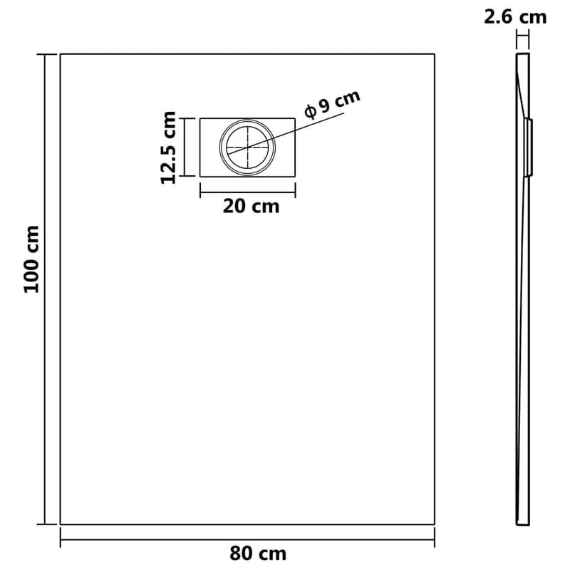 brusekar SMC 100 x 80 cm hvid - Hvid - Hus & renovering - Køkken & bad - Badeværelse - Brusearmatur & tilbehør