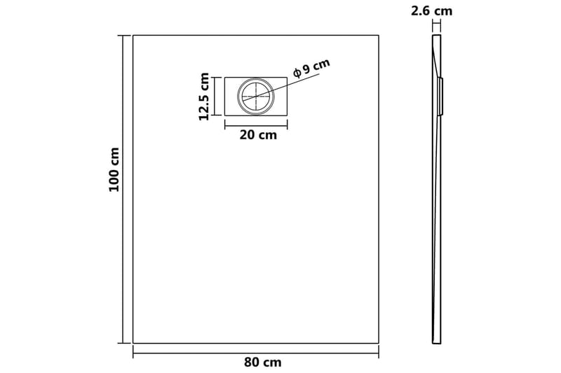 brusekar SMC 100x80 cm sort - Brun - Hus & renovering - Køkken & bad - Badeværelse - Brusearmatur & tilbehør