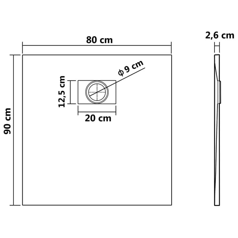 brusekar SMC 90 x 80 cm sort - Sort - Brusekar - Øvrige badeværelsestilbehør