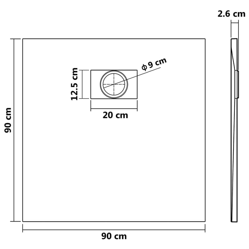 brusekar SMC 90 x 90 cm sort - Sort - Brusekar - Øvrige badeværelsestilbehør