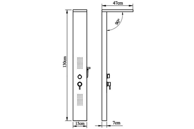 bruserpanelsystem i rustfrit stål firkantet - Øvrige badeværelsestilbehør - Brusepanel