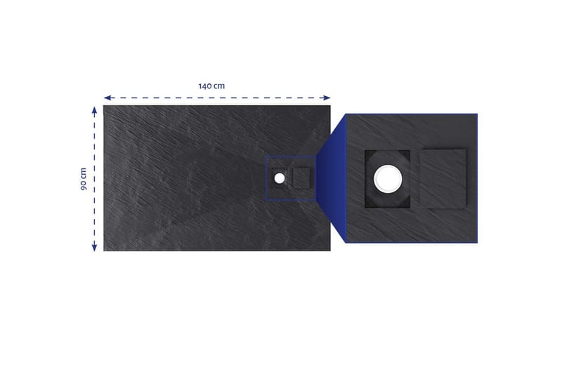 Siggeboda Brusekar 90x140 cm - Antracit - Hus & renovering - Køkken & bad - Badeværelse - Brusearmatur & tilbehør - Brusekar